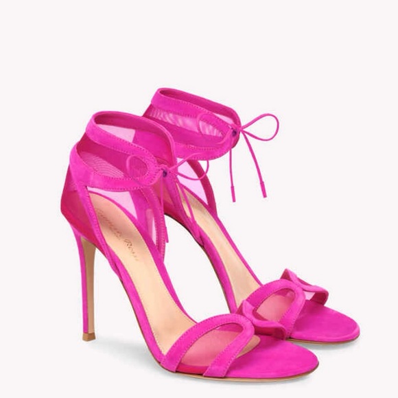 Gianvito Rossi Shoes - Gianvito Rossi Pink Stiletto Heels with Ankle Tie
